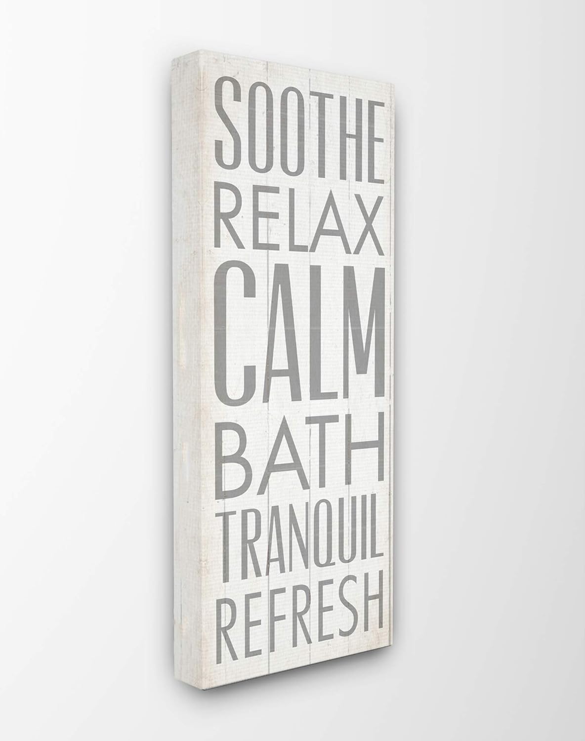 Stupell Industries Soothe Calm Relax Bath – Lienzo decorativo para pared, 13 x 30 pulgadas, multicolor