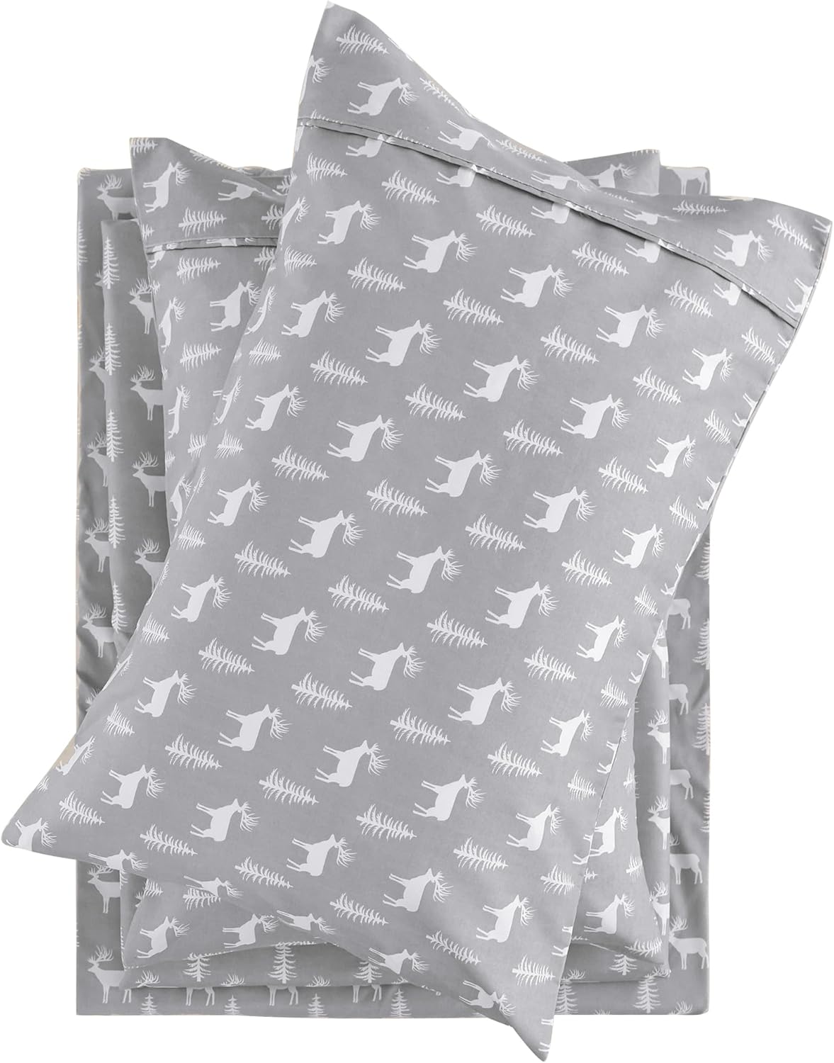 Sábanas estampadas de tamaño Queen, sábanas de vacaciones de Navidad, sábana bajera ajustable de microfibra cepillada con bolsillo profundo de 15