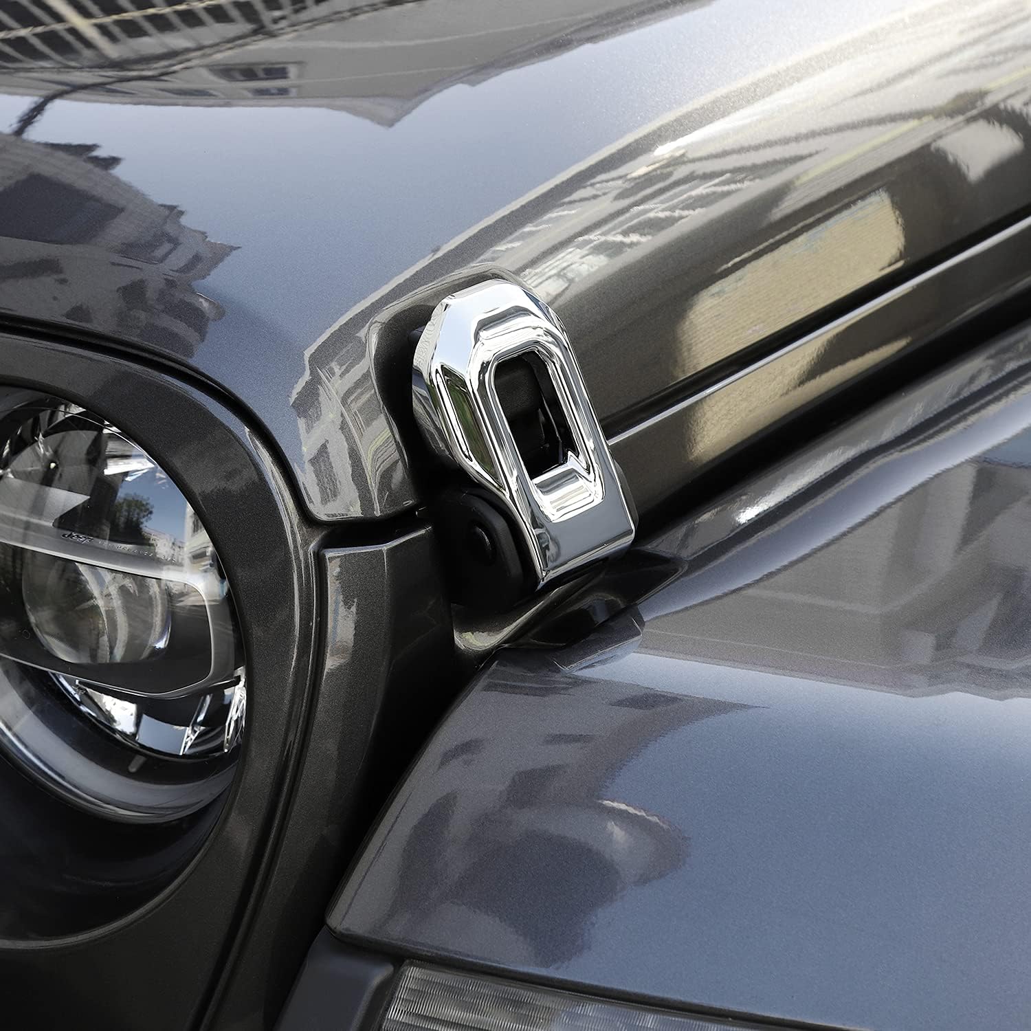 Hoolcar Cubierta de soportes de cierre de capó para Jeep Wrangler JL JLU 2018-2021 y Gladiator JT 2020-2021, cromada