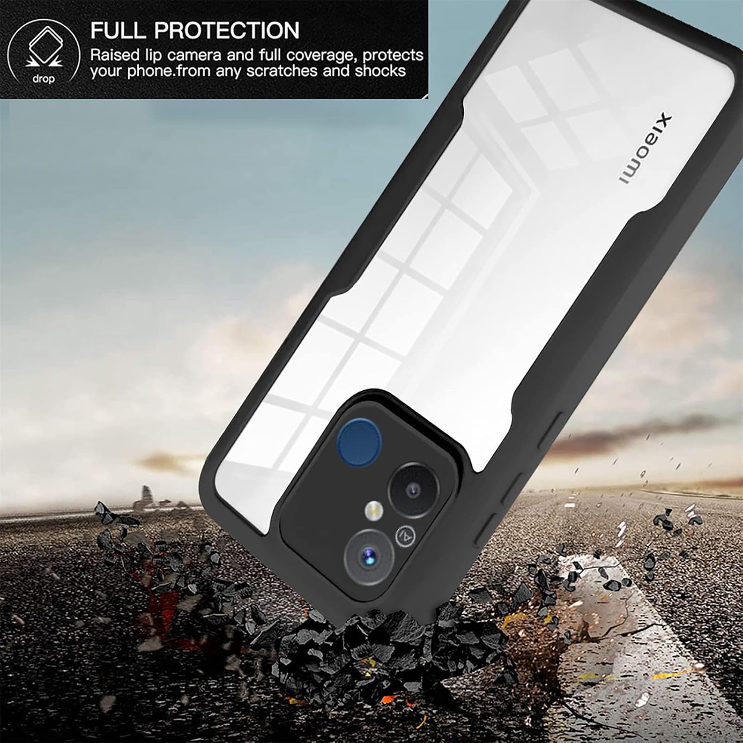 Ysnzaq Funda transparente envolvente completa para Xiaomi Redmi 12C 6.71 “, cubierta de teléfono de protección de pantalla TPU suave con carga