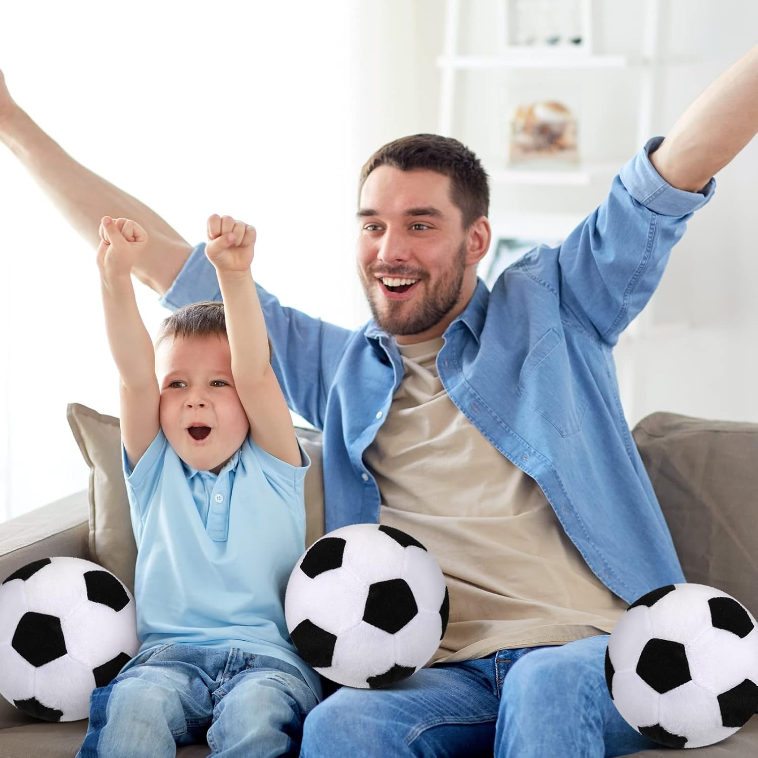 Chivao 12 piezas de fútbol de peluche para niños y niñas, juguete de peluche suave, almohada de fútbol esponjosa, decoración de fiesta de fútbol