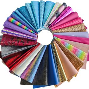 XHT Hojas de piel sintética al azar, 30 piezas de 8 x 12 pulgadas, holográfica en relieve texturizado de cuero sintético para manualidades, XHT Hojas de piel sintética al azar, 30 piezas de 8 x 12 pulgadas, holográfica en relieve texturizado de cuero sintético para manualidades,