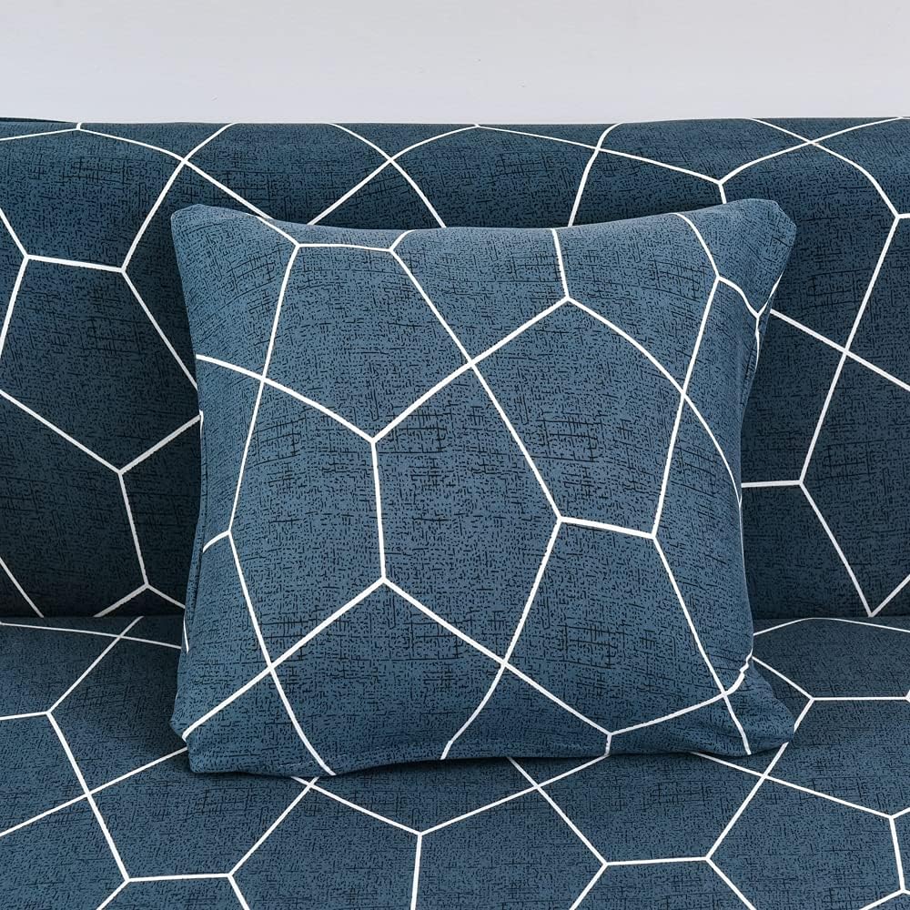 LiveGo Funda de sofá en forma de L, 2 piezas, elástica y elástica de 3 plazas, protector de muebles con 4 fundas de almohada para sala de estar,