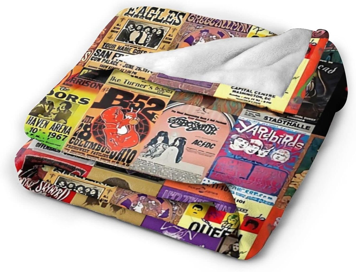 Manta de franela con collage de bandas de rock, ligera y acogedora, manta suave para sofá, apta para todas las estaciones, 80 x 60 pulgadas