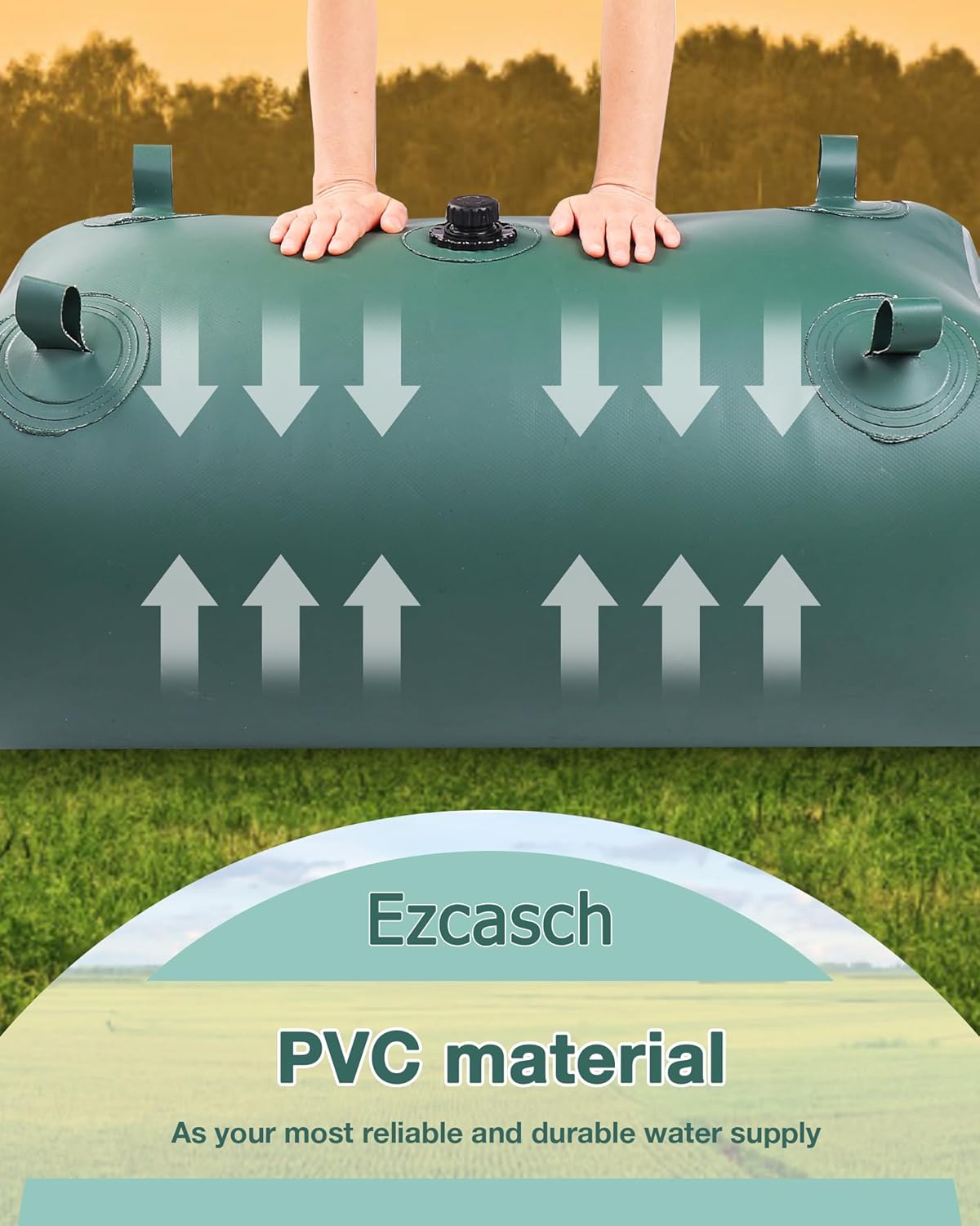 Vejiga portátil de almacenamiento de agua, contenedores de almacenamiento de agua de gran capacidad, depósito de agua portátil de PVC con válvulas y