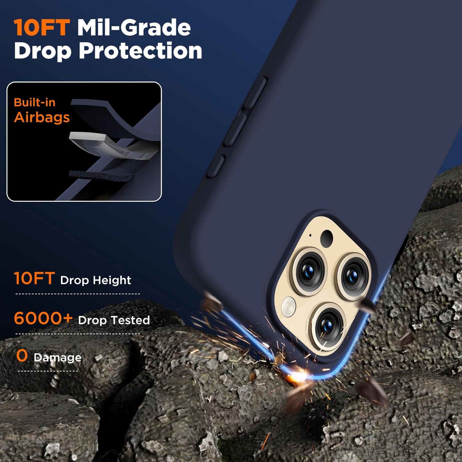 Compatible con iPhone 15 Pro Max, funda de silicona líquida, cuerpo completo, funda protectora a prueba de golpes, delgada funda para teléfono con