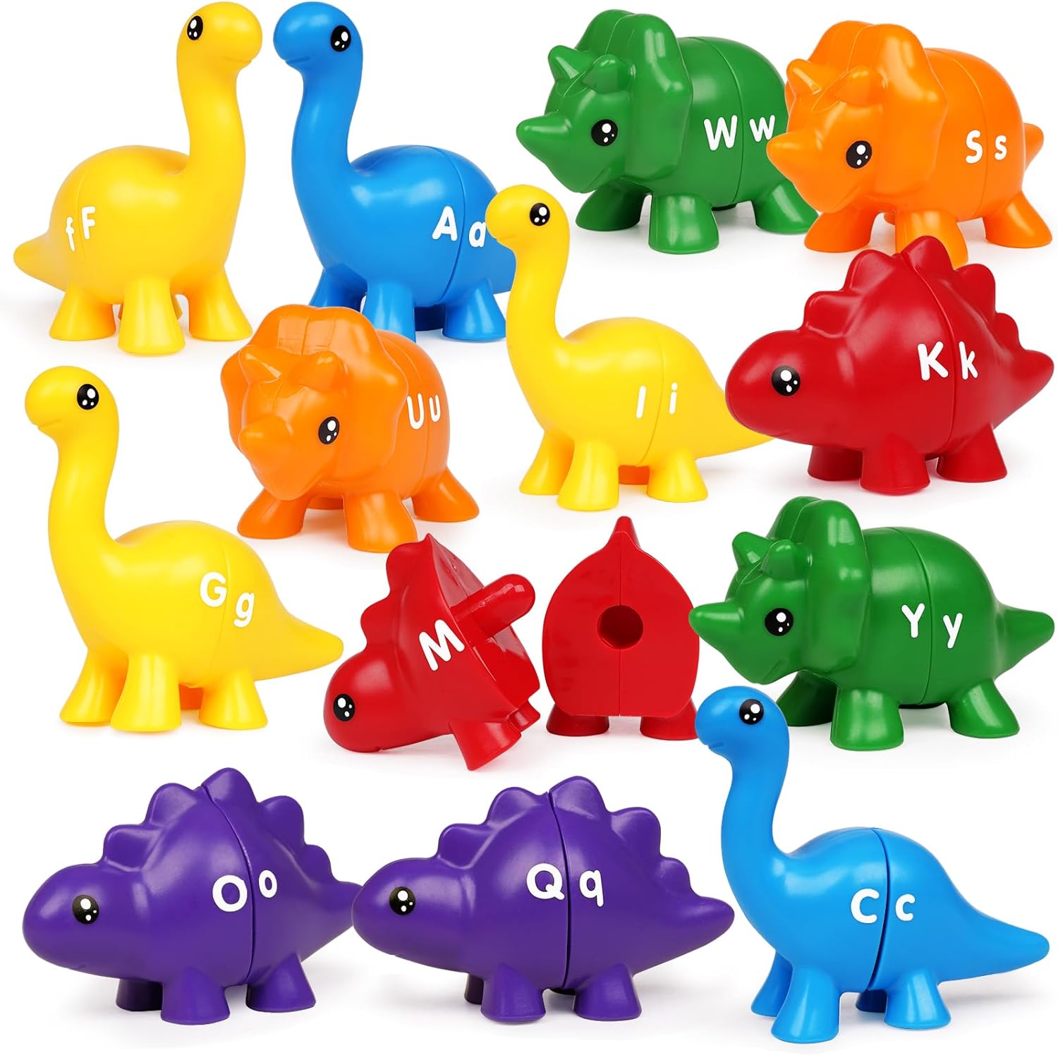 Juguetes de aprendizaje a juego de letras del alfabeto para niños pequeños, juguetes de letras de dinosaurio ABC de doble cara, juegos de