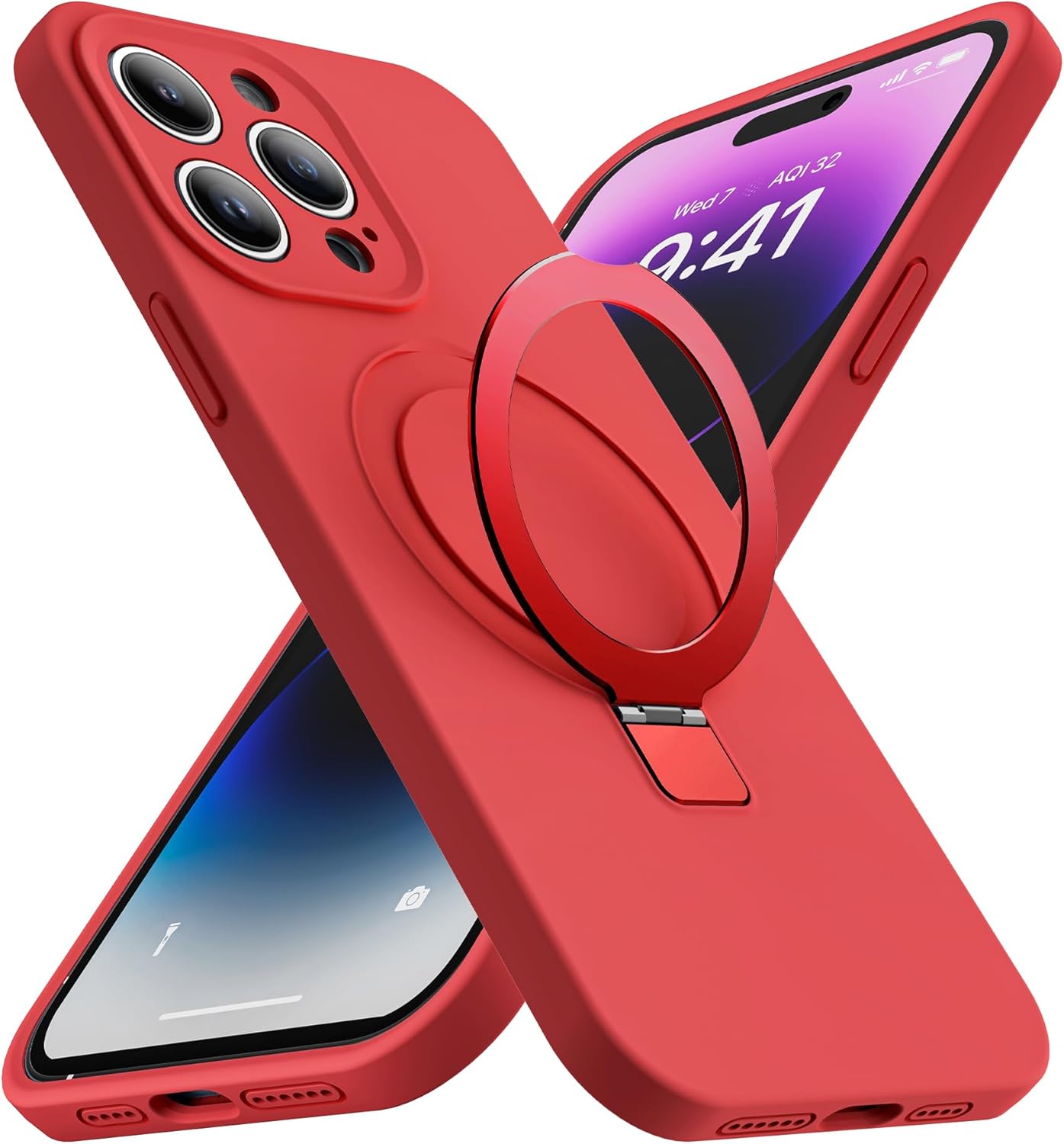 Cyberowl Funda para iPhone 11 Pro Max con soporte de anillo magnético de silicona de 6.5 pulgadas para mujeres y hombres compatible con MagSafe