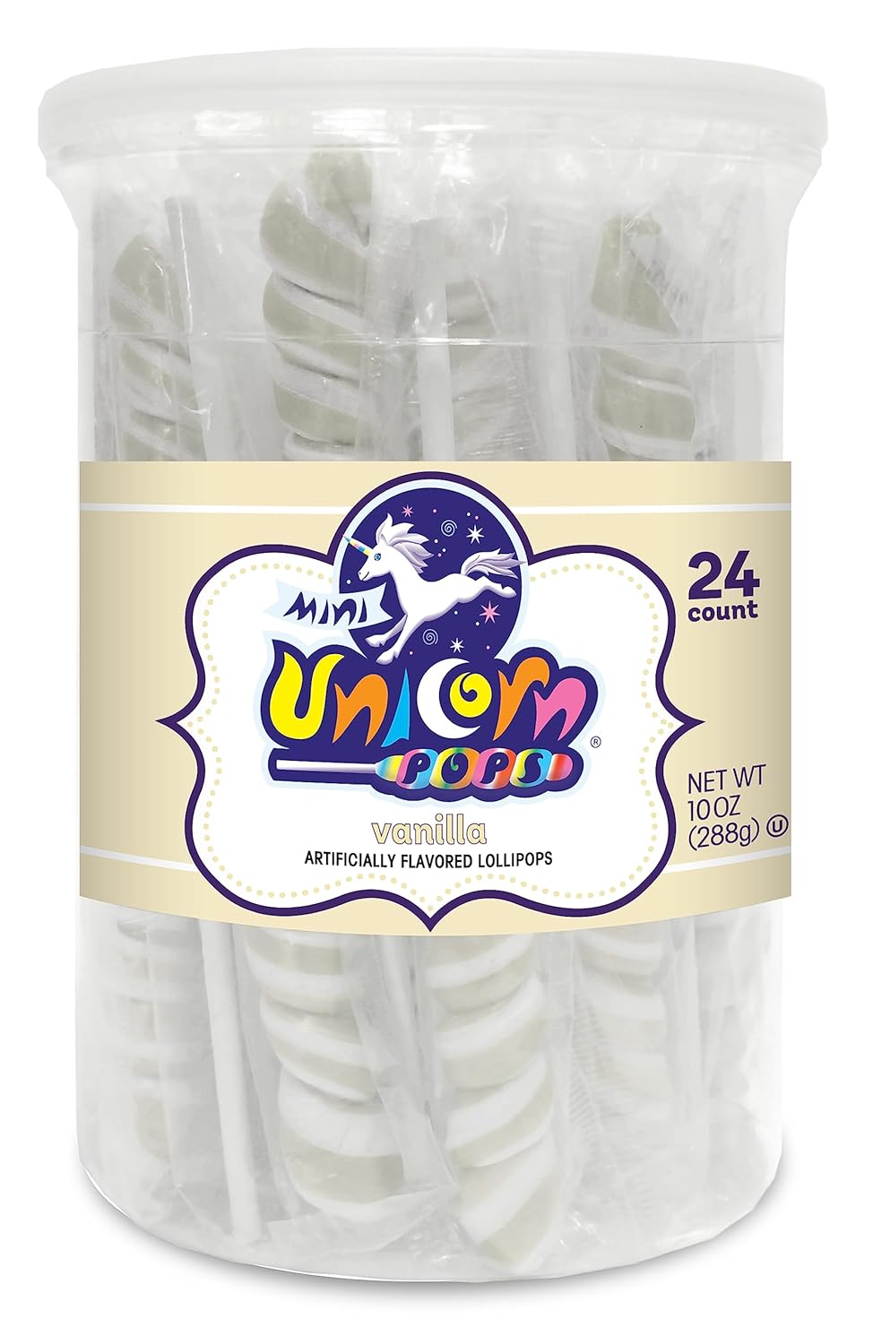 Unicorn Pops – 24 paletas de unicornio envueltas individualmente, recuerdos de fiesta de unicornio, bufés de dulces, paletas a granel (vainilla,