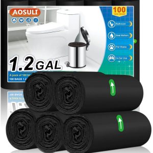 Bolsas de basura pequeñas de 5 litros, 100 unidades, color blanco, transparente, de 3 a 5 litros, para oficina, cubo de pedal de baño, cubo de Bolsas de basura pequeñas de 5 litros, 100 unidades, color blanco, transparente, de 3 a 5 litros, para oficina, cubo de pedal de baño, cubo de