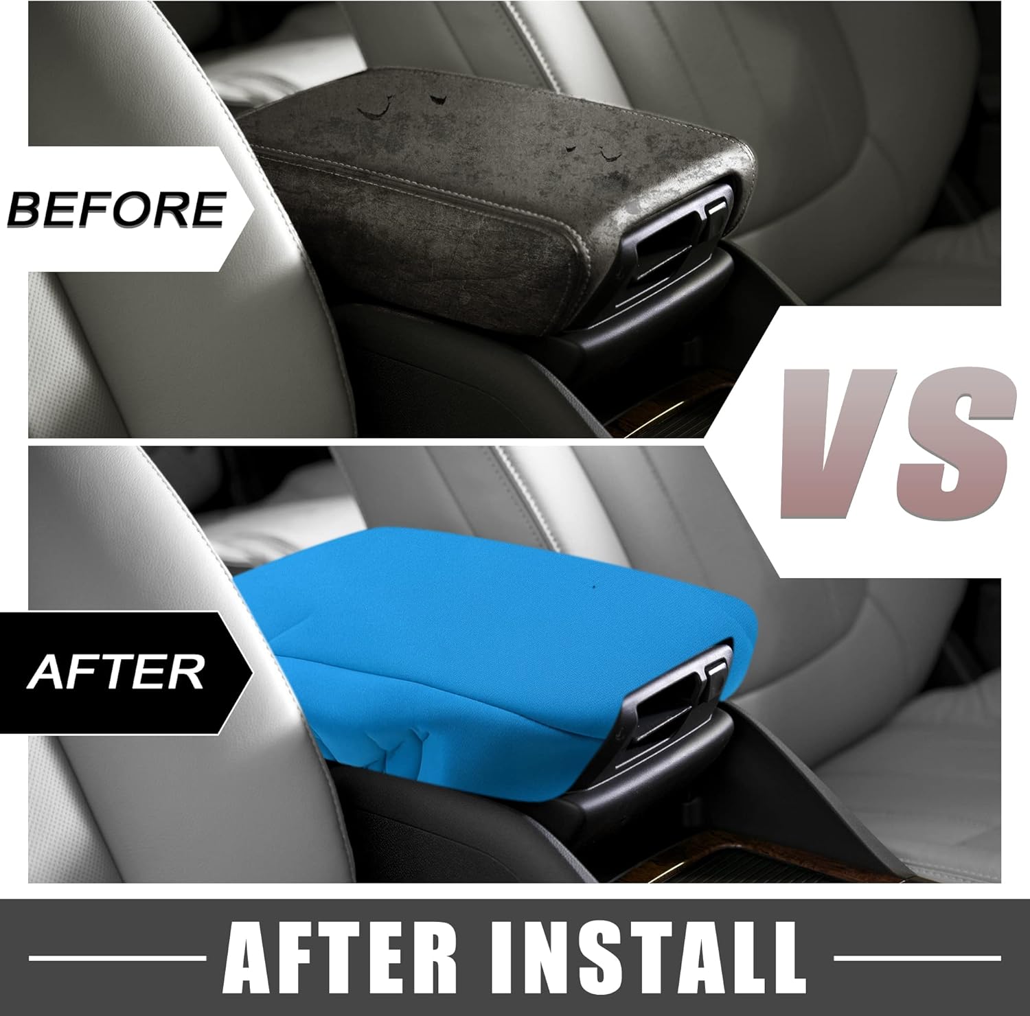 Almohadilla de consola central, impermeable, funda de asiento para reposabrazos azul para Dodge para Ram 1500 2500 3500 2013-2022