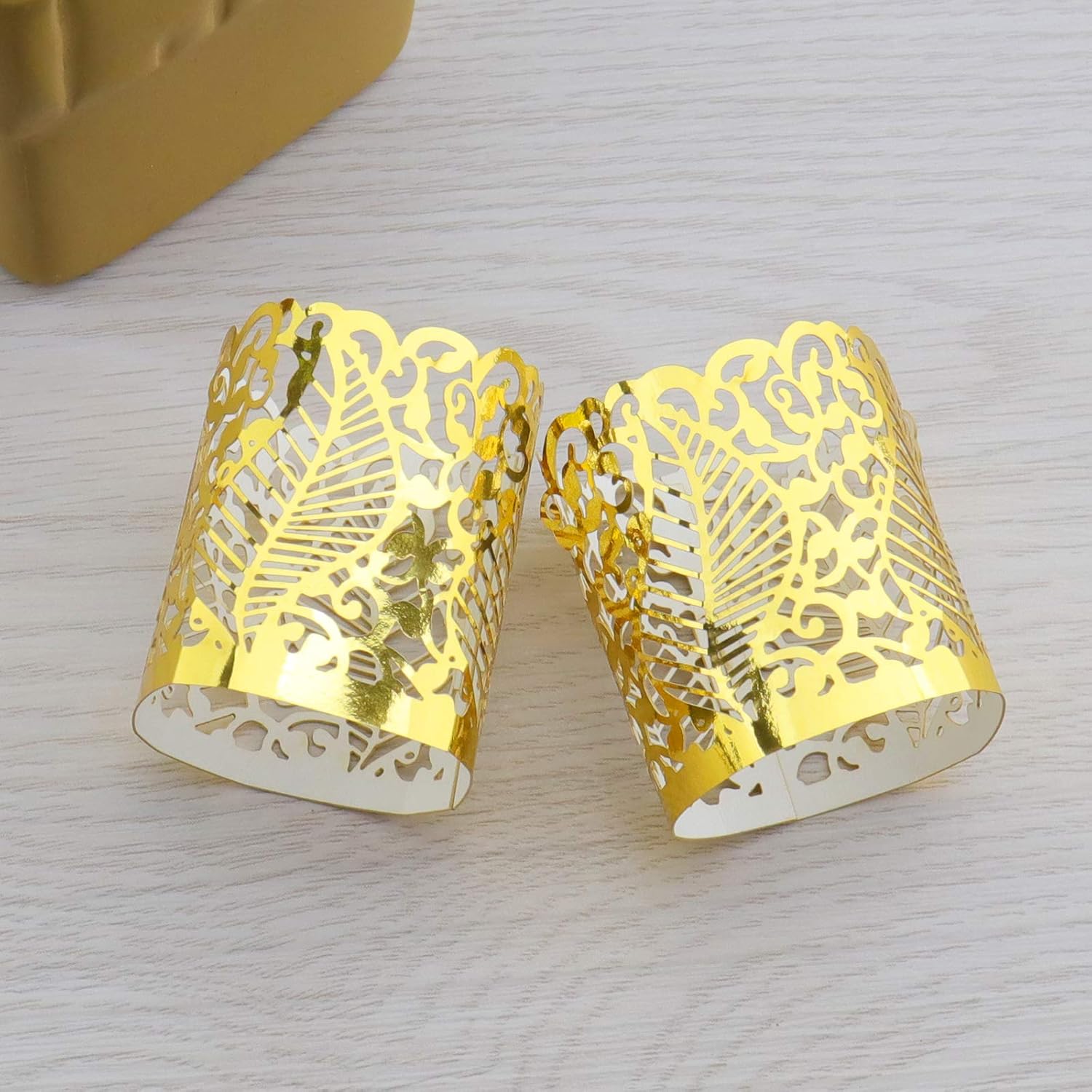 50 piezas láser hueco pantalla LED velas electrónicas luces alrededor de papel encaje para centros de mesa votivos boda fiesta de cumpleaños baby