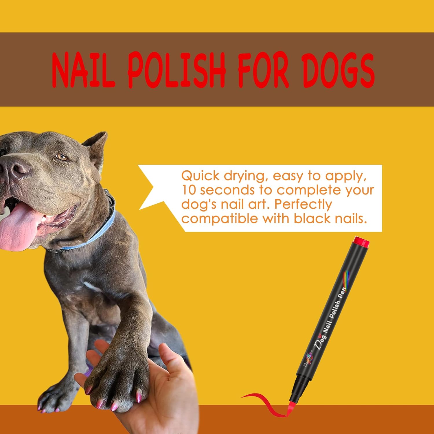 Bolígrafo de esmalte de uñas para perro, color morado, secado rápido, no tóxico,