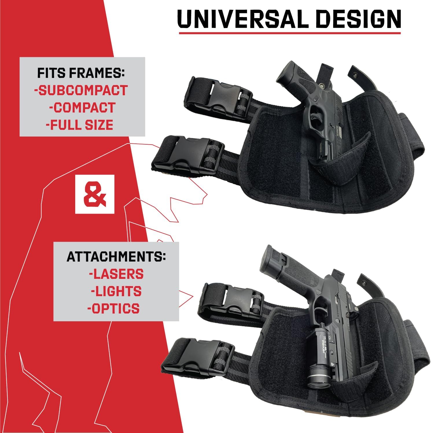 Funda universal de nailon 500D para pierna caída, empresa estadounidense, bolsa para muslo, funda ajustable para pistola que se adapta a cualquier