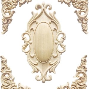 5 piezas de apliques de madera sin pintar Onlays para puerta de cama, armario, muebles, decoración tallada en madera, apliques de madera de color 5 piezas de apliques de madera sin pintar Onlays para puerta de cama, armario, muebles, decoración tallada en madera, apliques de madera de color