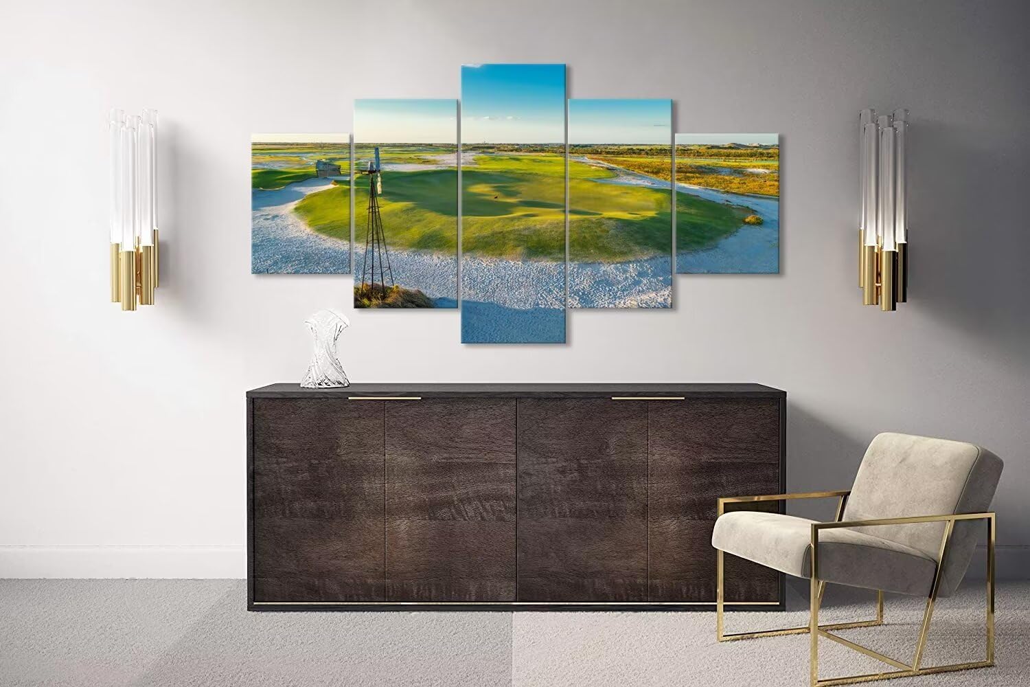 Streamsong – Arte de pared de campo negro de noveno agujero para sala de estar, dormitorio, baño, decoración del hogar, campos de golf, pósteres
