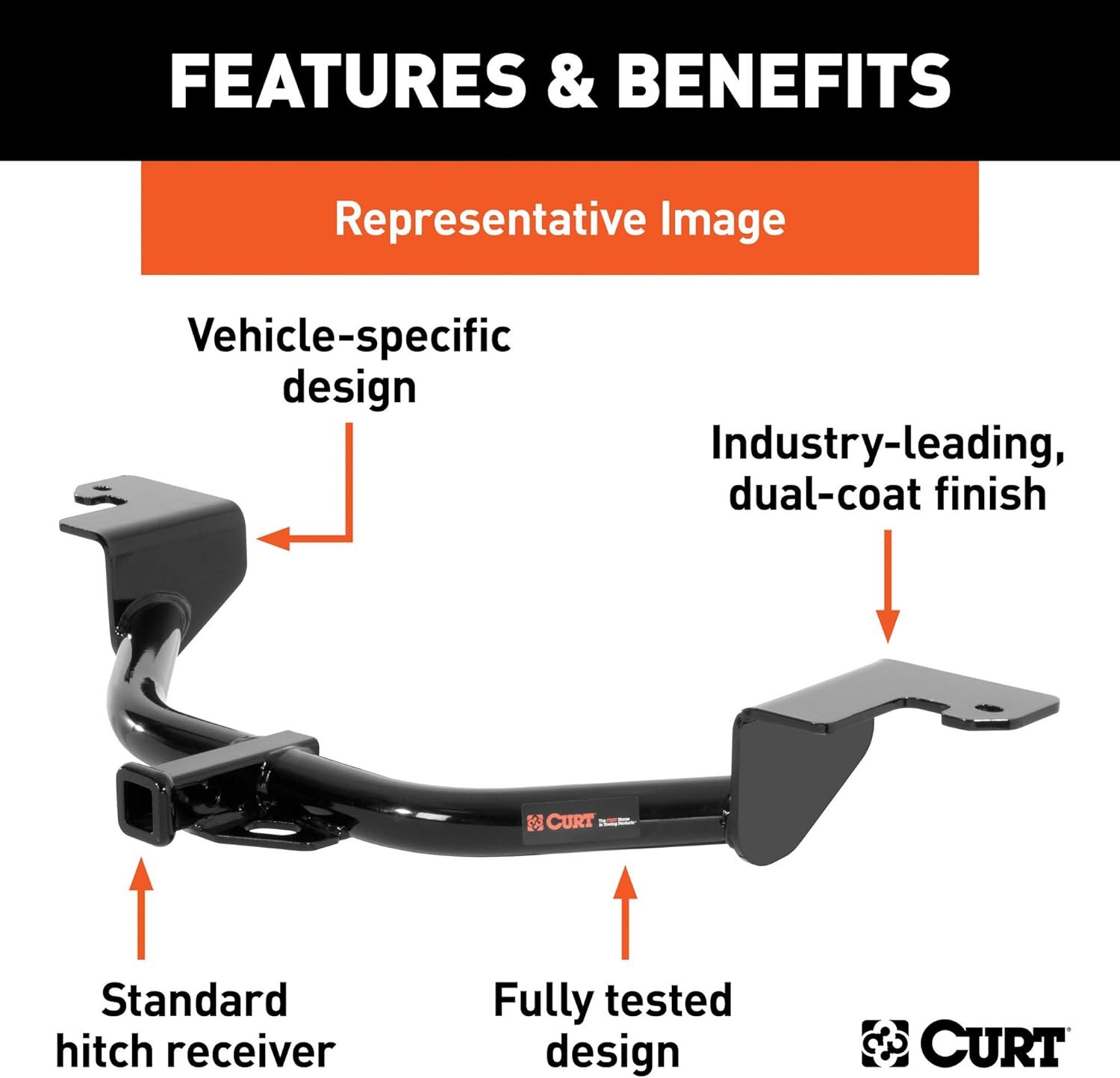 CURT 11181 Enganche de remolque Clase 1, receptor de 1-14 pulgadas, se adapta a Chevrolet Prizm, Geo Prizm, Toyota Corolla, recubrimiento en polvo