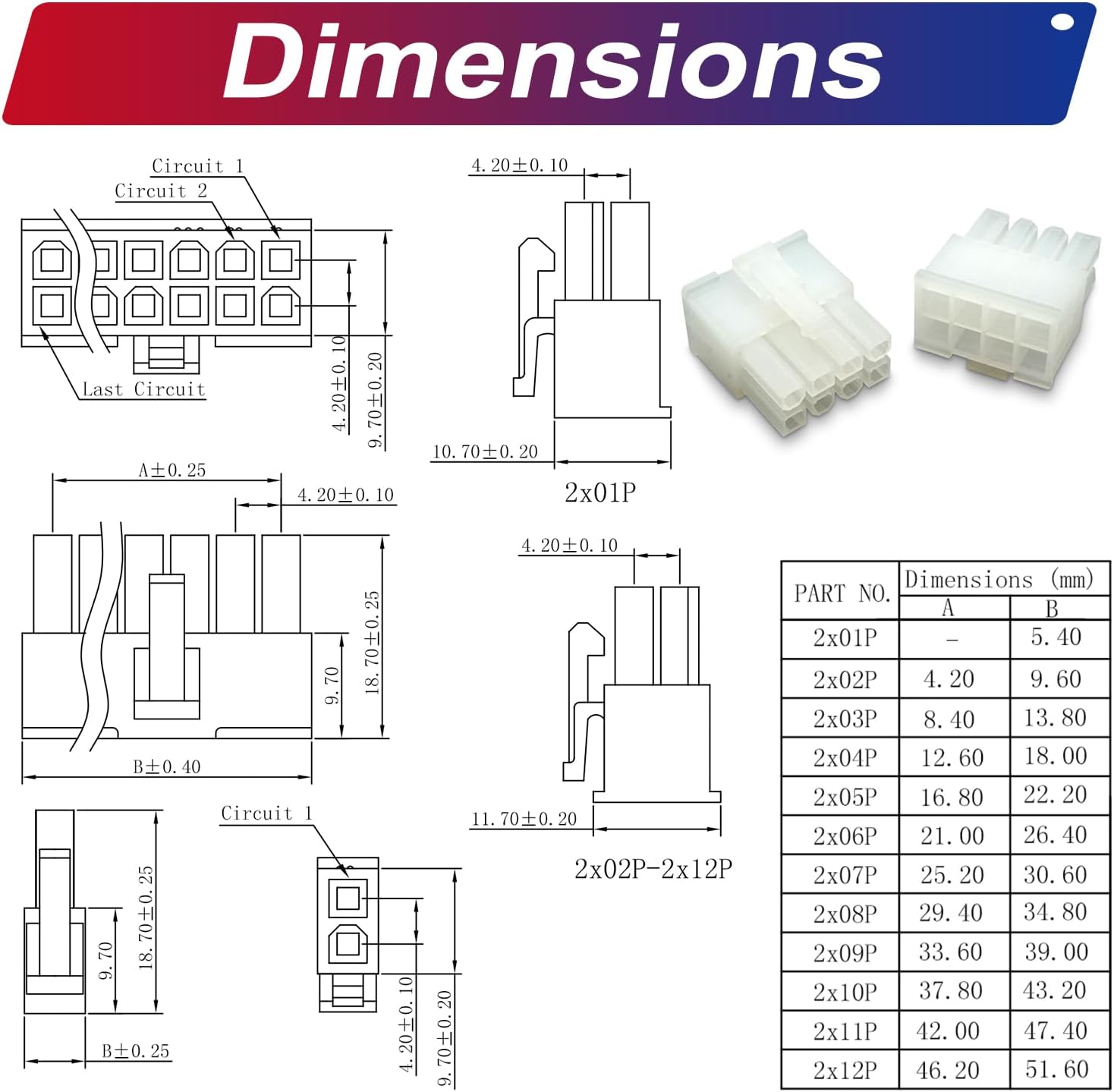 Molex 5557 – Kit de conectores de extensión macho y hembra de 0.165 in con cables preprensados de alta calidad de 20 AWG, conector adaptador de