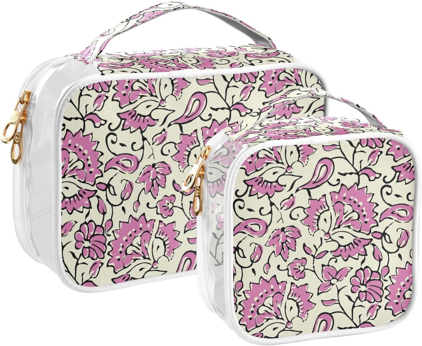 ZOEO Bolsas de maquillaje transparentes, paquete de 2 bolsas de viaje, neceser, organizador portátil de cosméticos, para hombres y mujeres, bolsa de