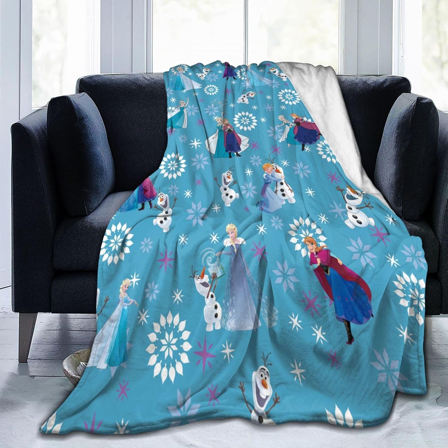 Manta de anime para niña de nieve, linda manta mágica de franela súper suave, acogedora manta de felpa ligera para decoración de cama Kawaii