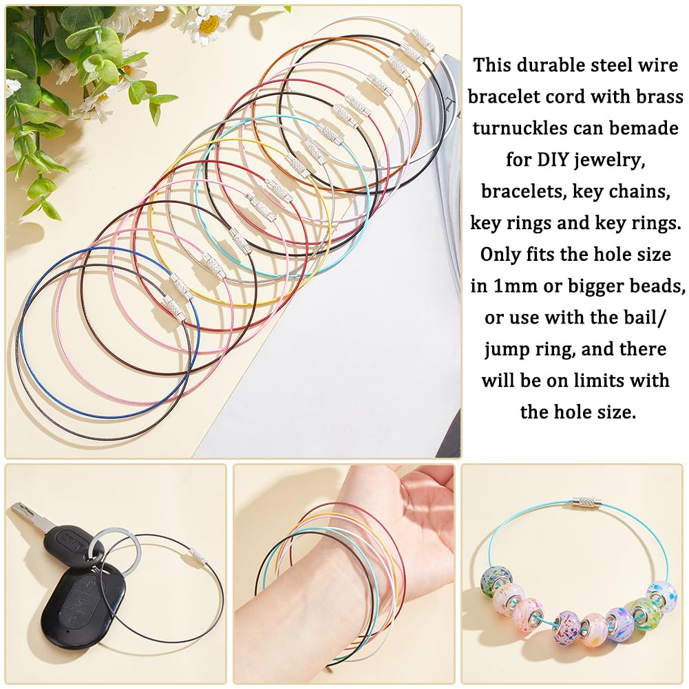 PH PandaHall 45 pulseras de alambre de memoria de 15 colores de 8 78 pulgadas, pulsera de alambre de acero con cierre de tornillo, gargantilla para