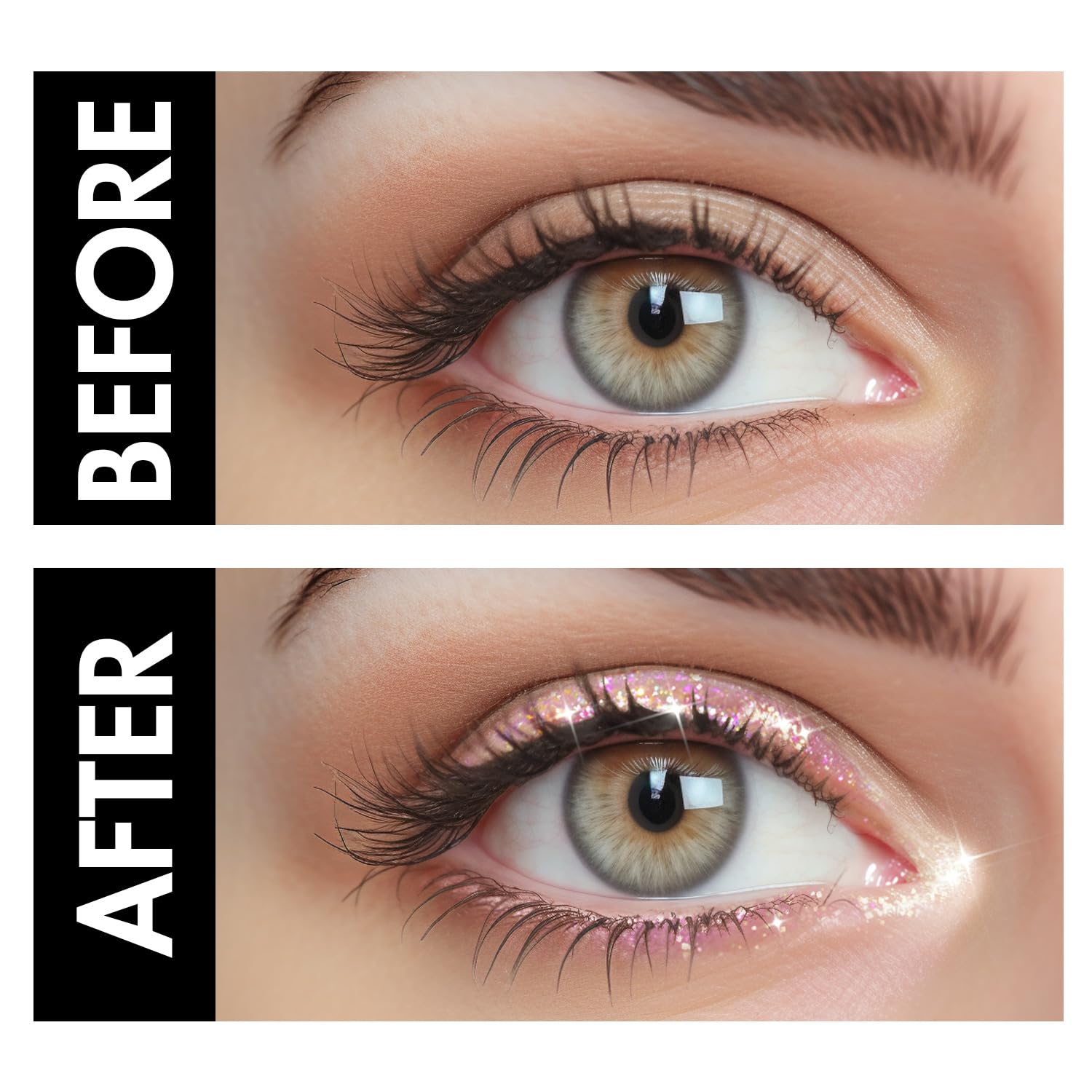 Juego de delineador de ojos con purpurina líquida de 3 colores, sombra de ojos con purpurina metálica, secado rápido, fácil de aplicar, delineador