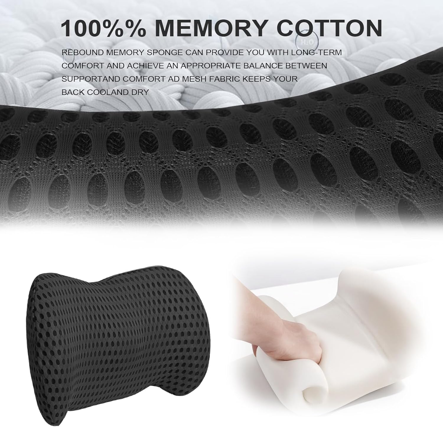sproerden Almohada de apoyo lumbar, ergonómica, almohada de apoyo lumbar de espuma viscoelástica para aliviar el dolor de espalda baja para asientos