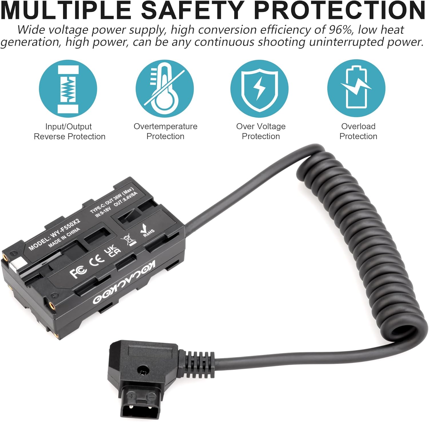 D-Tap Ptap a doble cara NP-F550970570770 Adaptador de corriente de batería ficticia para fuente de alimentación fija y síncrona para monitor y