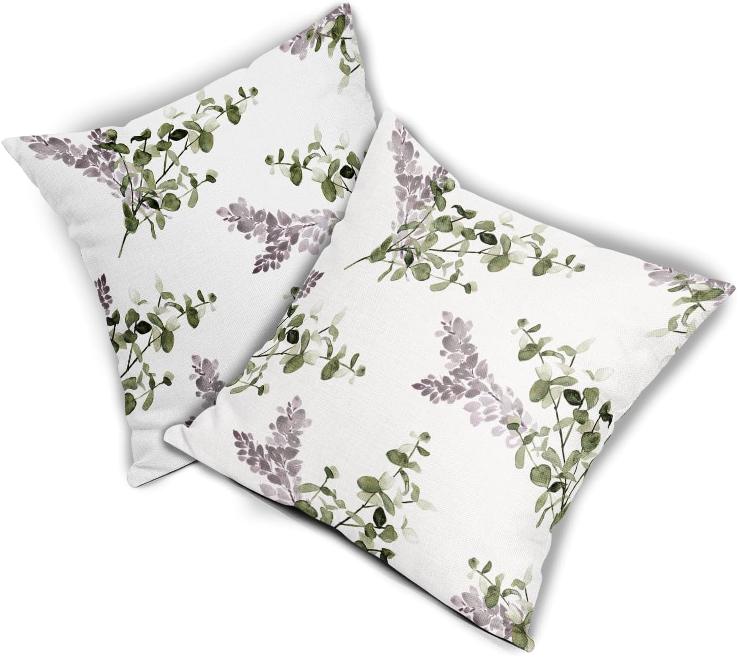 Juego de 2 fundas de almohada de 18 x 18 pulgadas, color verde y gris, fundas de almohada decorativas con hojas turquesas y grises, fundas de