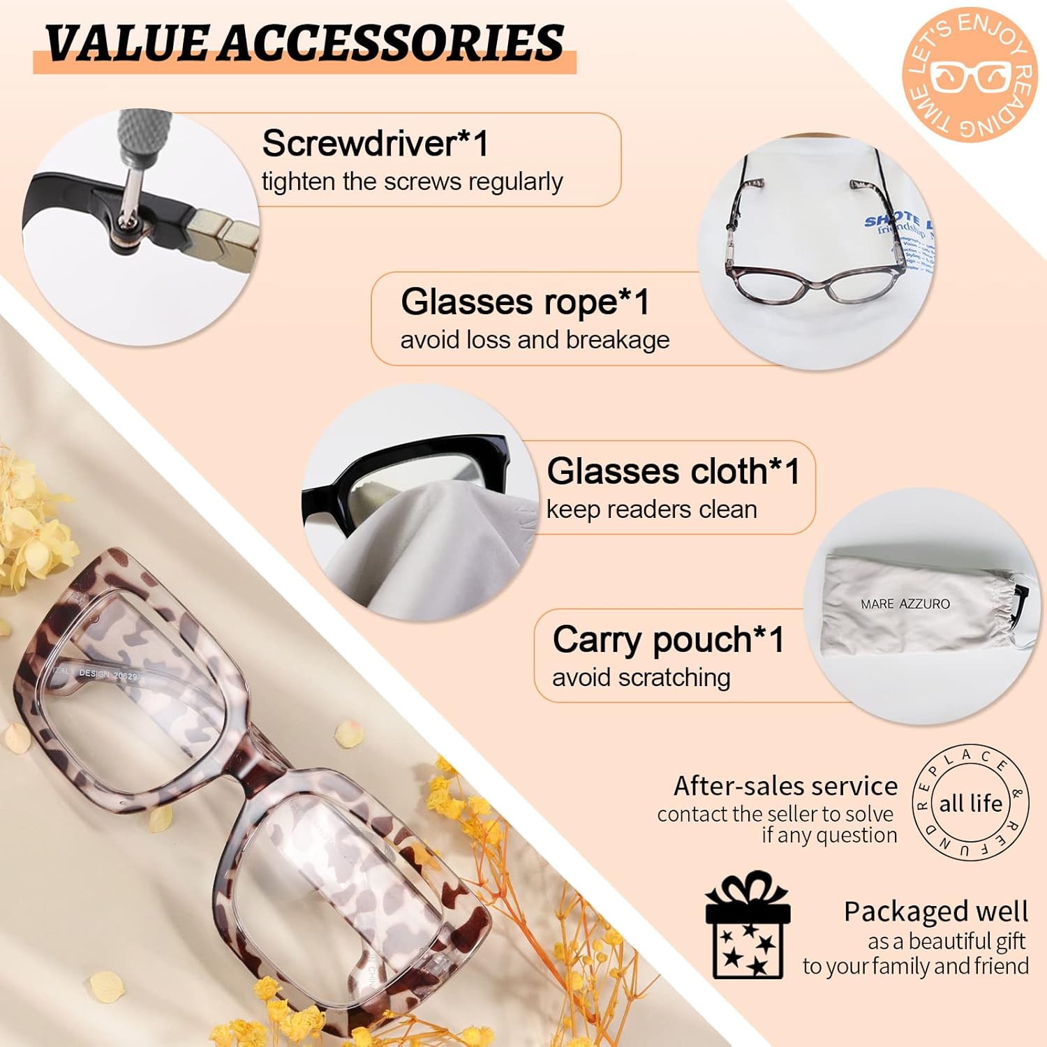 MARE AZZURO Gafas de lectura para mujer, de gran tamaño, cuadradas, para lectores 1.0, 1.25, 1.5, 1.75, 2.0, 2.25, 2.5, 2.75, 3.0, 3.5, 4.0, 5.0, 6.0