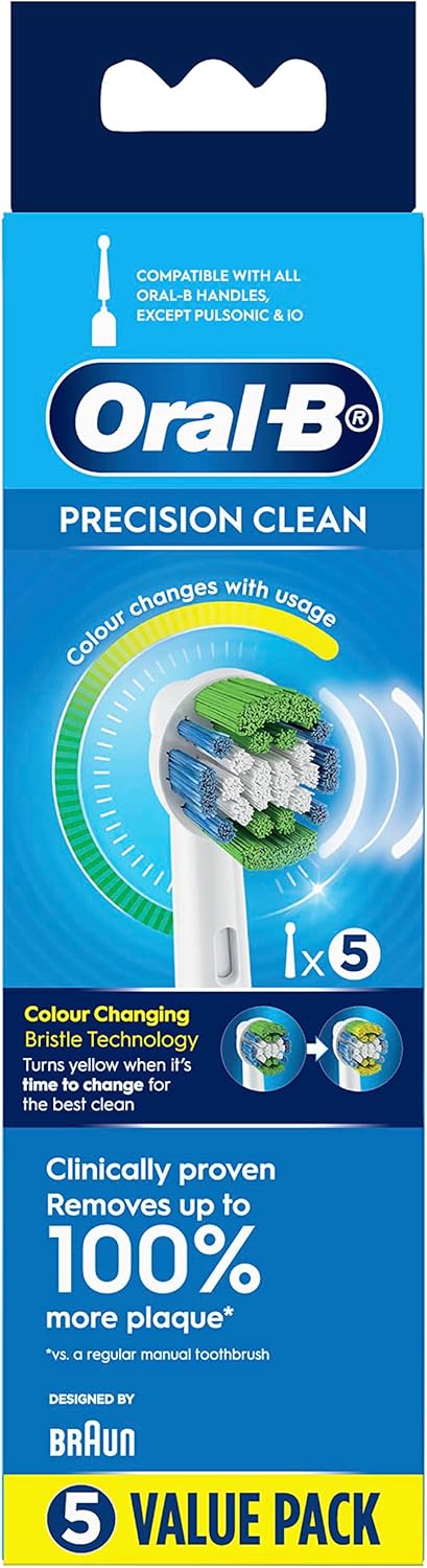 Braun Oral-B Precision Clean Cabezales de cepillo de dientes (paquete de 5, servido en todos los cepillos giratorios Oral-B