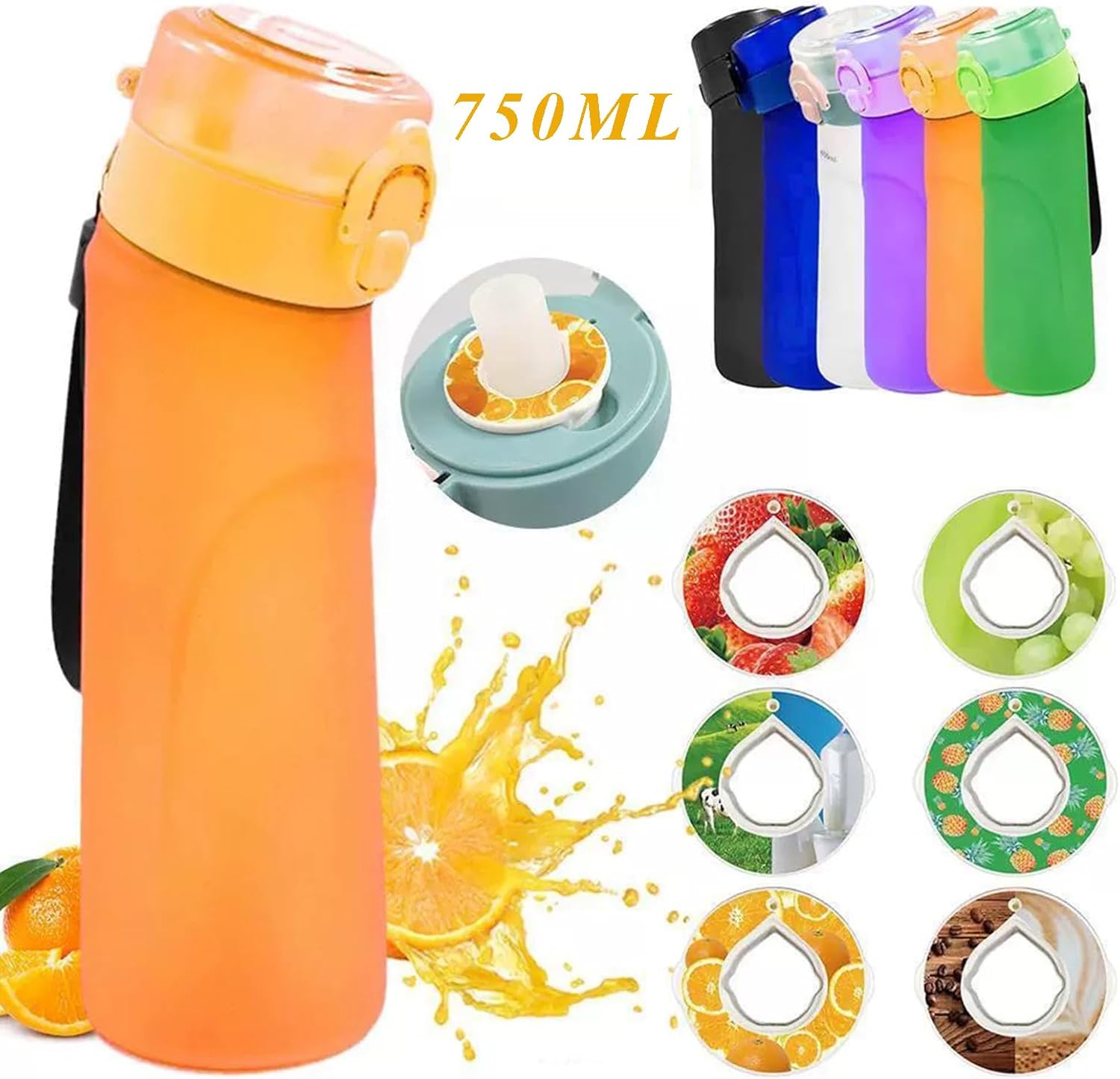 1 unidad de cápsulas de sabor para botella de agua de aire de 25.4 fl oz, cápsulas de sabor perfumado afrutado para botella de bebida de aire con
