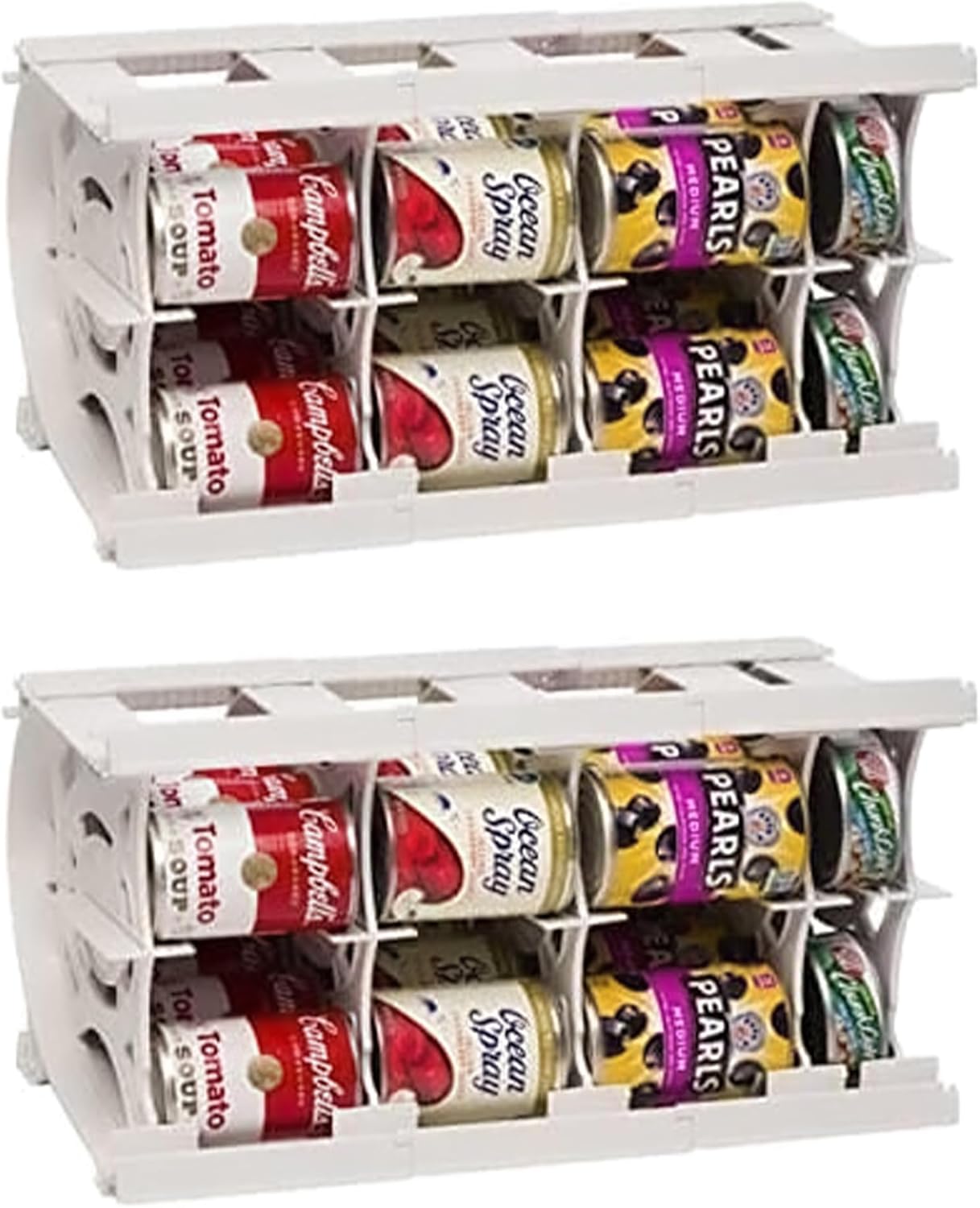 Shelf Reliance Cansolidator – 20 latas, organizador de despensa apilable ajustable para latas, organizador de cocina giratorio de almacenamiento de
