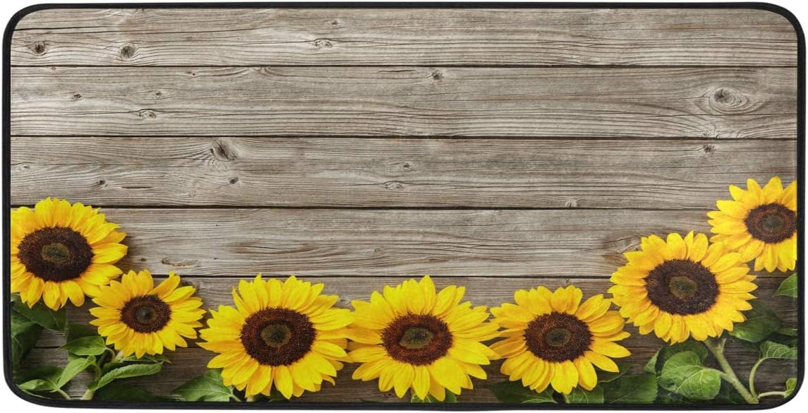 Sunflowers On Board Design Non-Slip Soft Kitchen Mats Bath Rug Runner Doormats Carpet for Home Decor, 39″ X 20″
