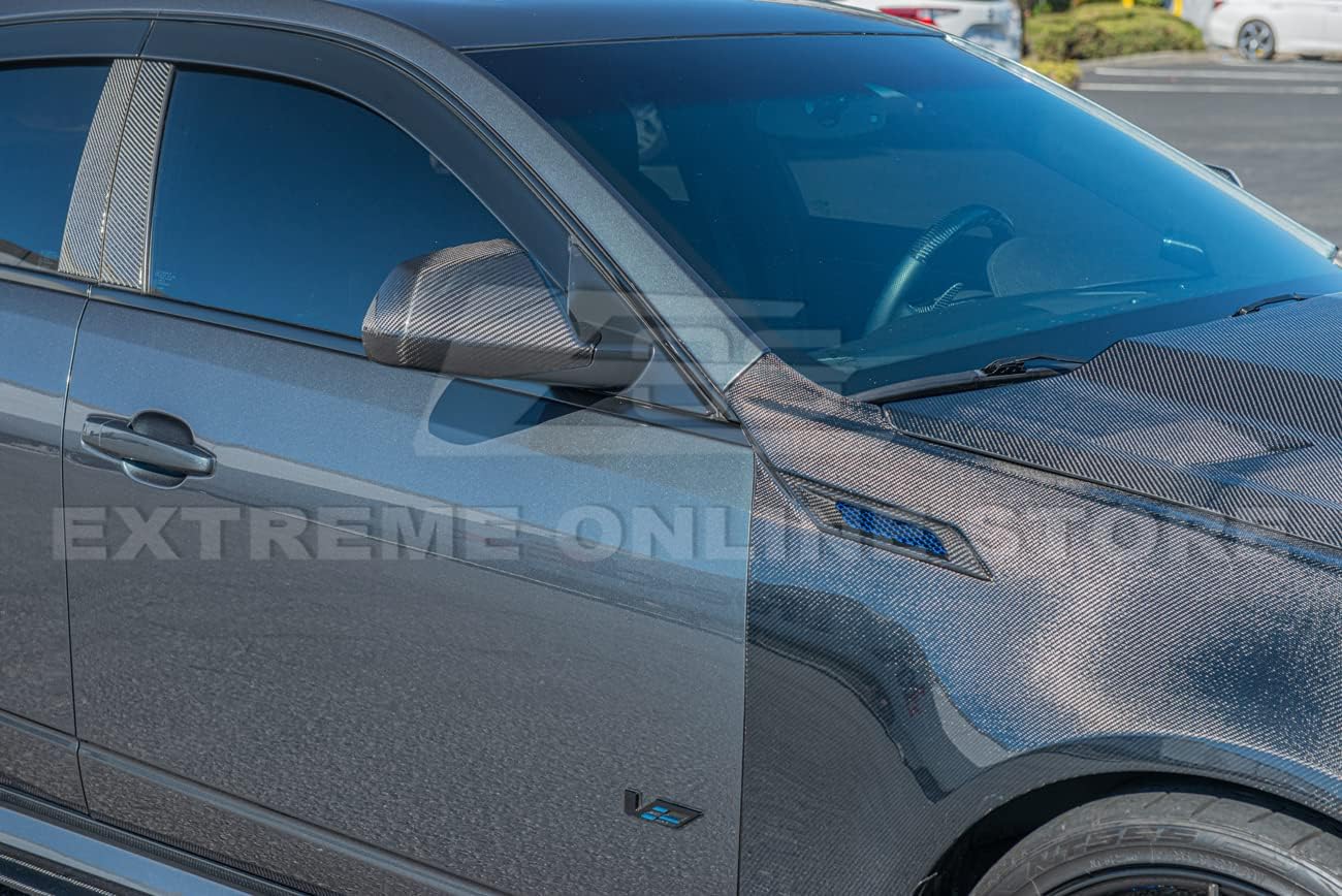 Para modelos Cadillac CTS CTS-V Gen.2 2009-2014  Par de cubiertas de espejo lateral delantero con cinta de fibra de carbono estilo fábrica GM