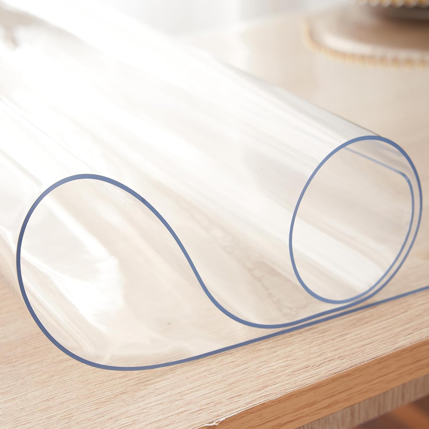 Protector de mesa transparente de 24 x 48 pulgadas de grosor de PVC resistente al agua, rectangular, de plástico, antideslizante, para mesa de café