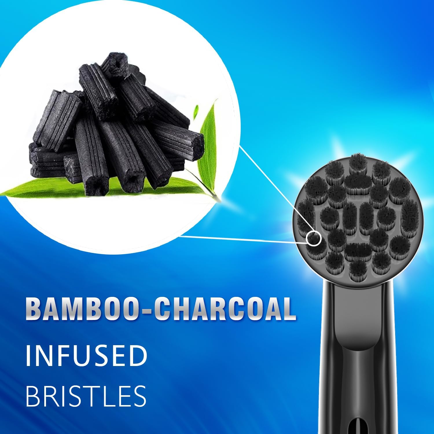 Cabezales de cepillo de repuesto de carbón de bambú aptos para cepillos de dientes eléctricos Oral B, 8 unidades, negro, repuesto de cerdas con