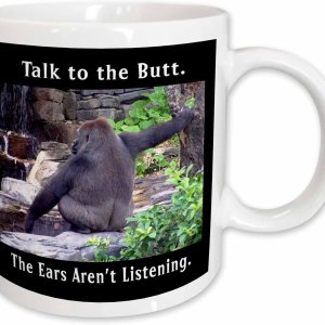 3dRose Talk to The Butt The Ears aren’t Listening Gorilla – Taza de cerámica fotográfica, 11 onzas, color blanco 3dRose Talk to The Butt The Ears aren’t Listening Gorilla – Taza de cerámica fotográfica, 11 onzas, color blanco