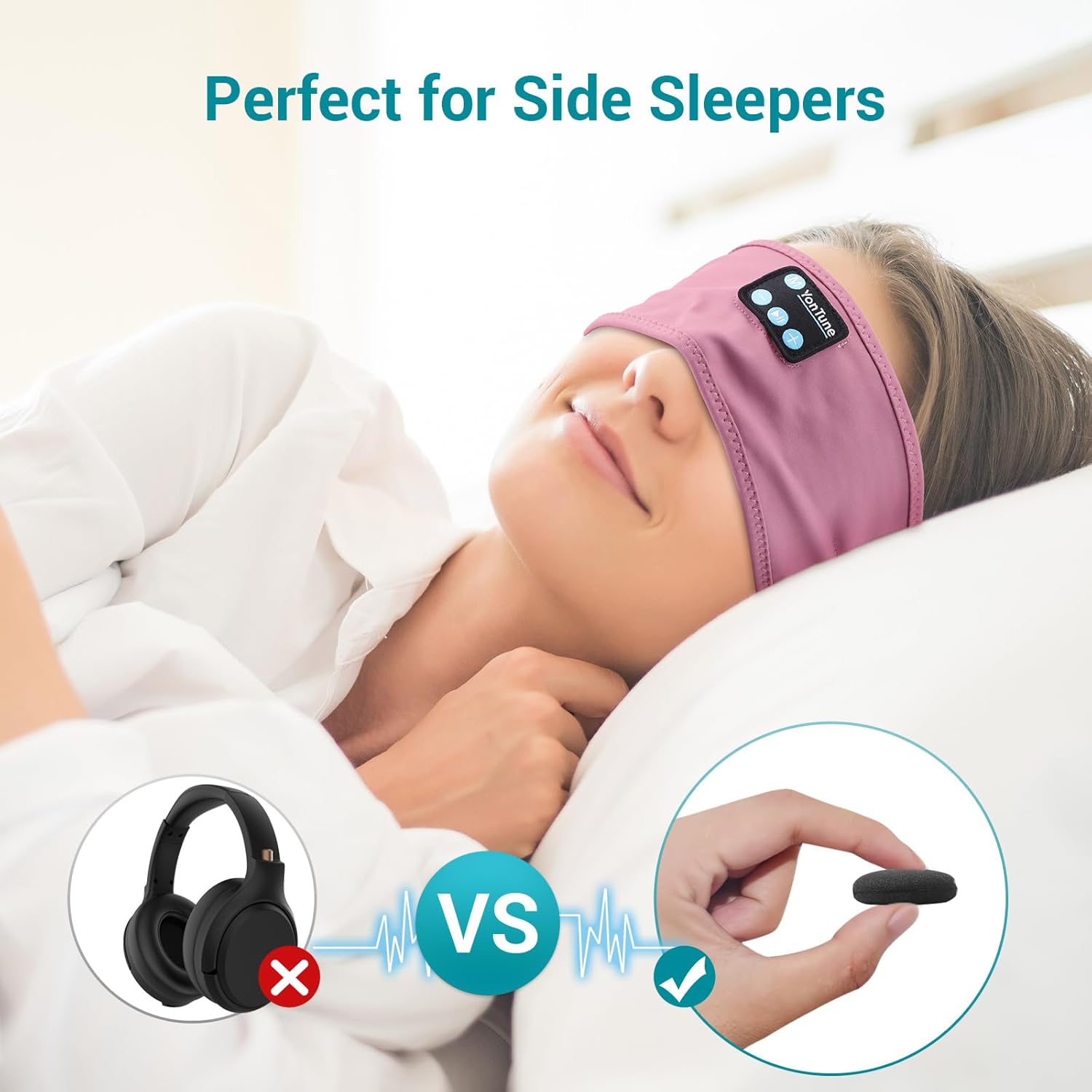 Auriculares para dormir con Bluetooth, inalámbricos suaves con ruido blanco y altavoces ultrafinos, perfectos para dormir de lado, correr, entrenar,
