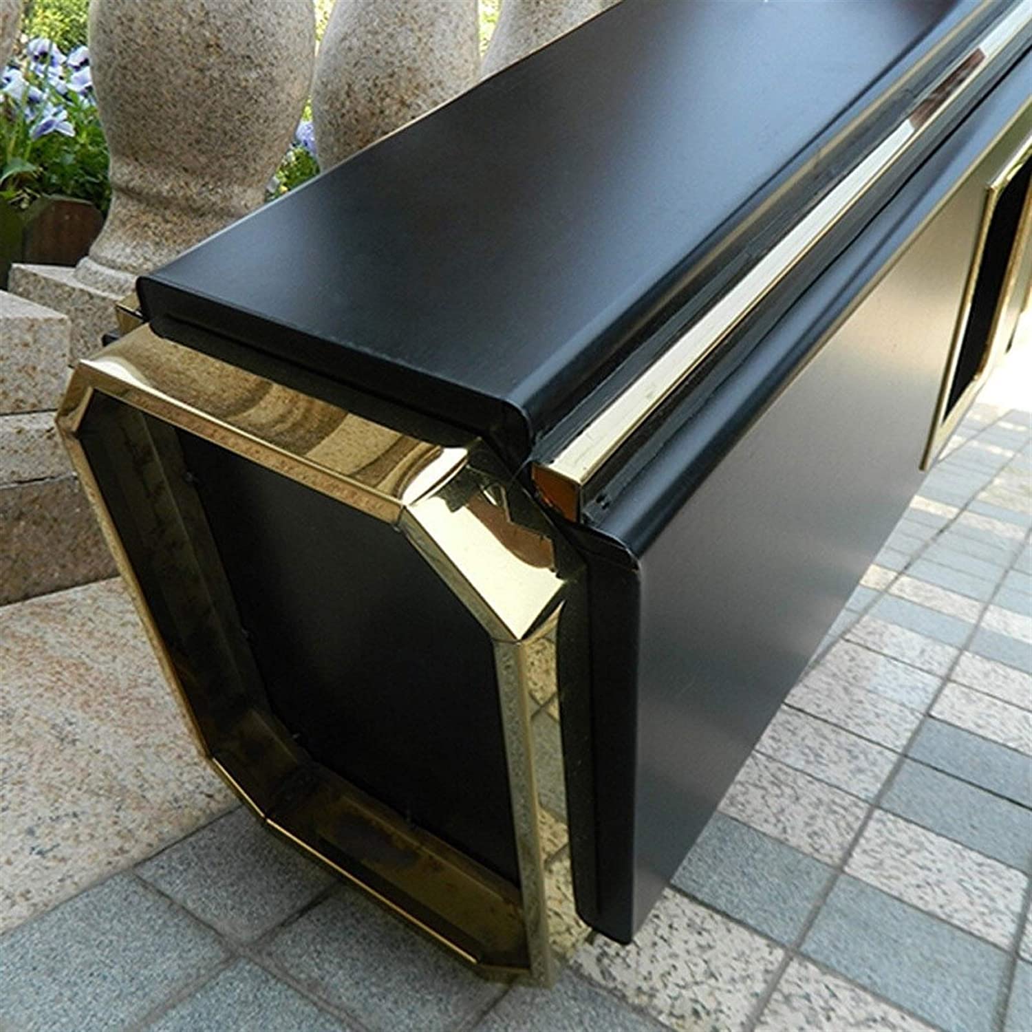 TISTIK Bote de basura cuadrado de acero inoxidable con cenicero y barril interior cubos de basura para exteriores, 13.4 x 10.6 x 26.0 in,