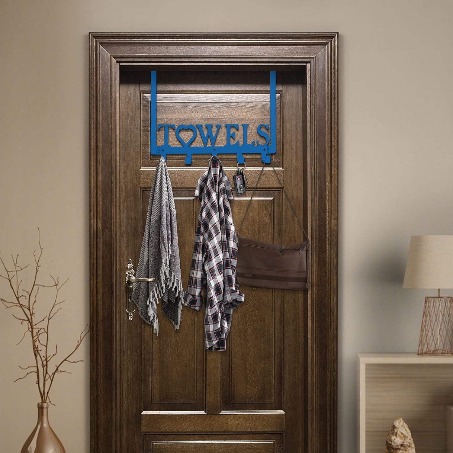Ganchos para toallas sobre la puerta, toalleros de metal, soporte para toallas con letras de corazón para colgar toallas de baño, toallas de baño,