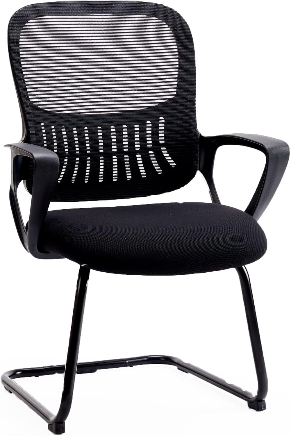 SMUG Silla de escritorio sin ruedas, silla de computadora de respaldo medio, silla de oficina ergonómica de malla con asiento más grande, silla