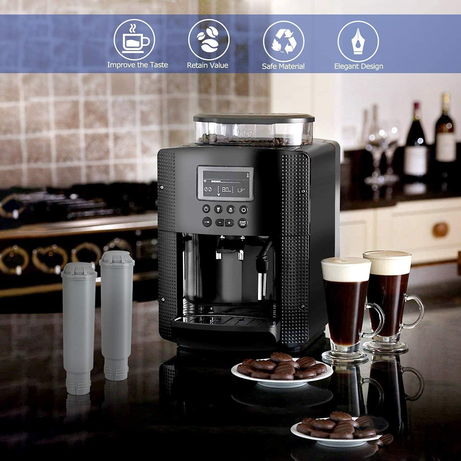 Repuesto para cartuchos de filtración de café Krups Claris F088, filtro de repuesto, mejora el sabor del café, garantiza agua filtrada limpia y