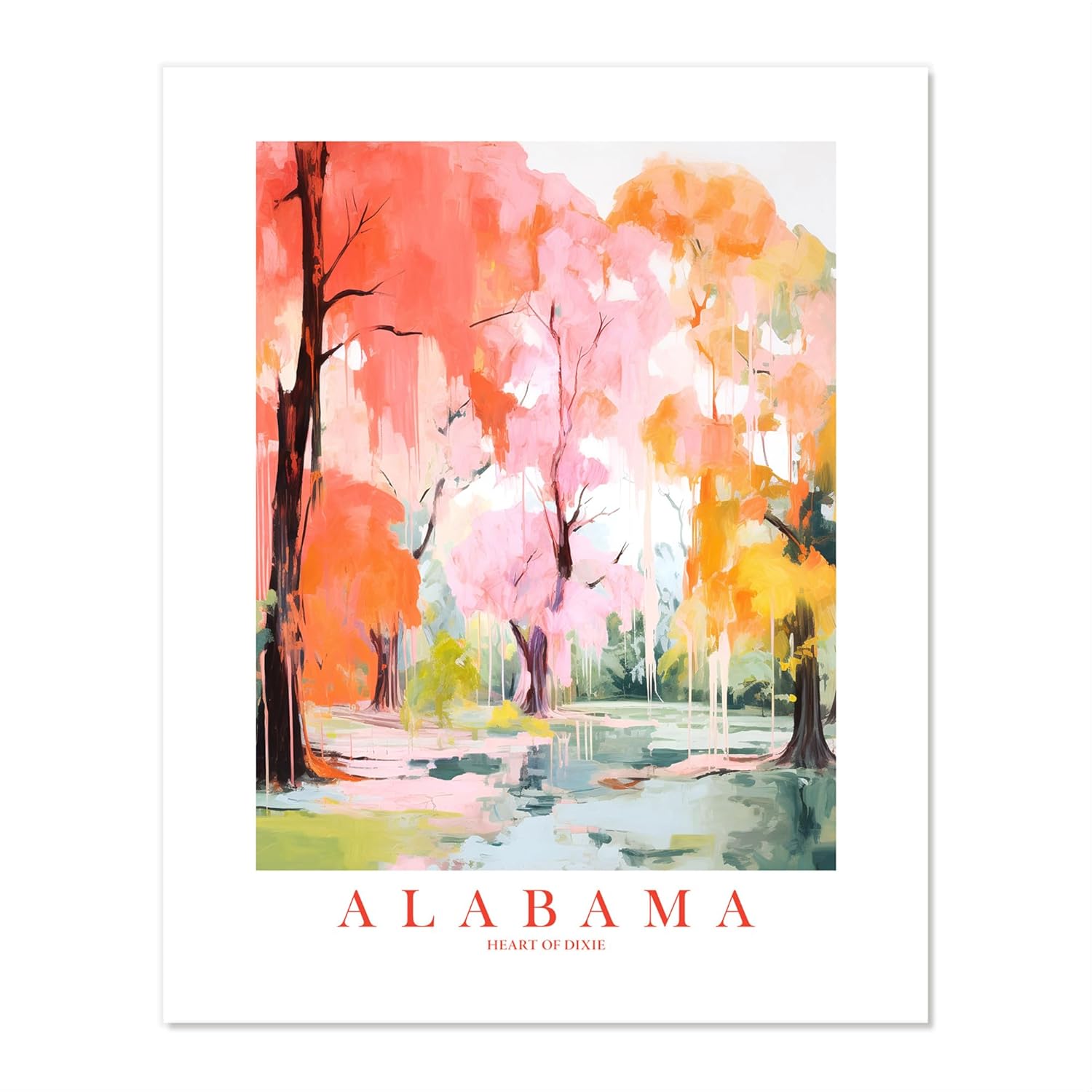 Alabama Travel Print Souvenir AL Nature Wall Art Landscape Poster Scenic Vista (8×10 inches)