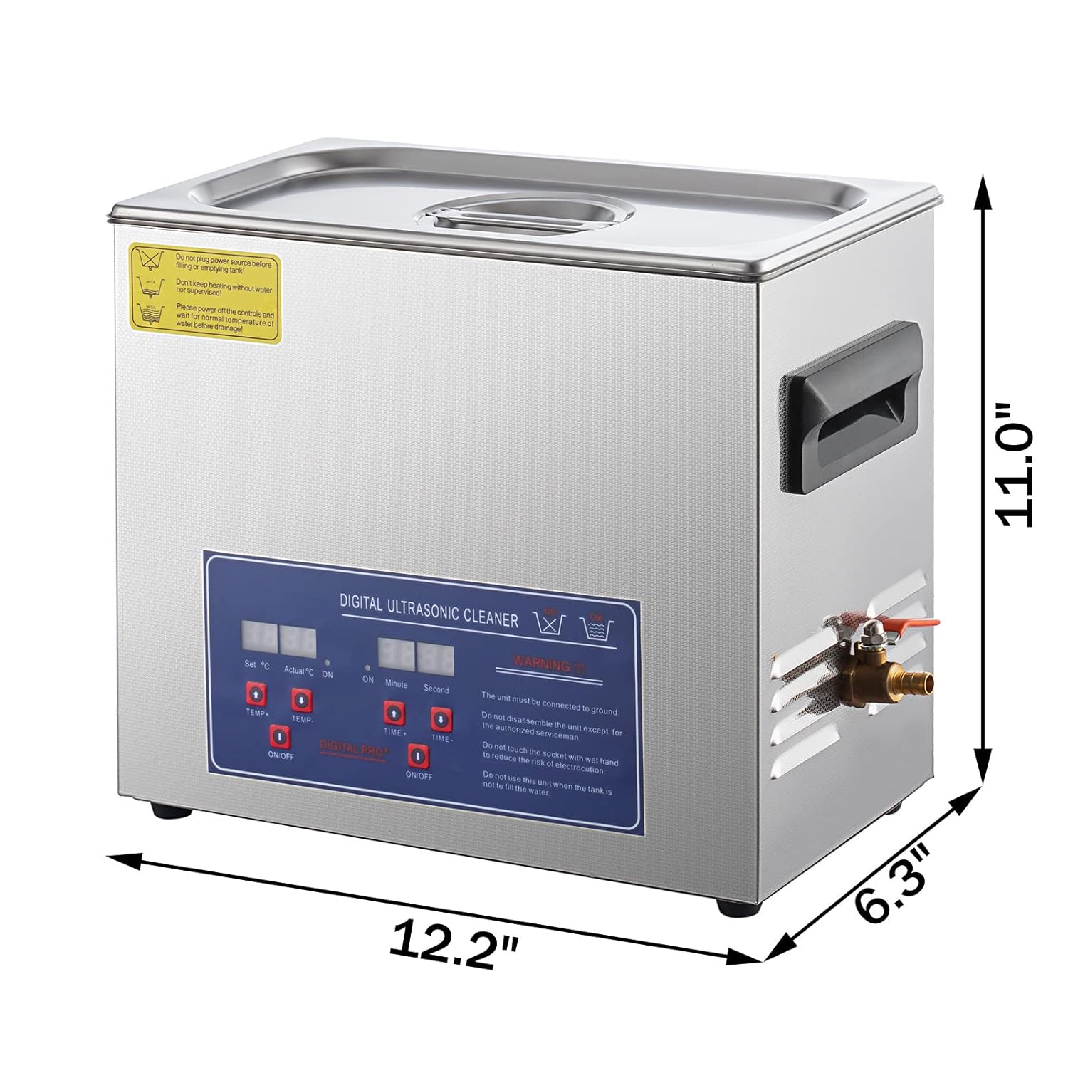 Limpiador ultrasónico profesional de 6.5 L, limpiador ultrasónico con calefacción de acero inoxidable, limpiador ultrasónico de joyería de 180 W,