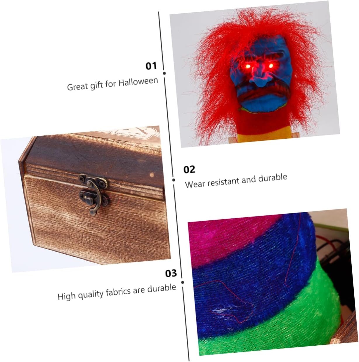 ibasenice Regalos de bruja para mujeres, caja de madera sobresaltada, juguetes de madera, bromas y bromas prácticas, bromas impactantes, payaso de