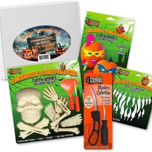 My Hobbies Gifts Paquete de Halloween 4 en 1 kit de tallado de calabaza de dientes Jack o’ Lantern, calcomanías de huesos, calcomanías de decoración My Hobbies Gifts Paquete de Halloween 4 en 1 kit de tallado de calabaza de dientes Jack o’ Lantern, calcomanías de huesos, calcomanías de decoración