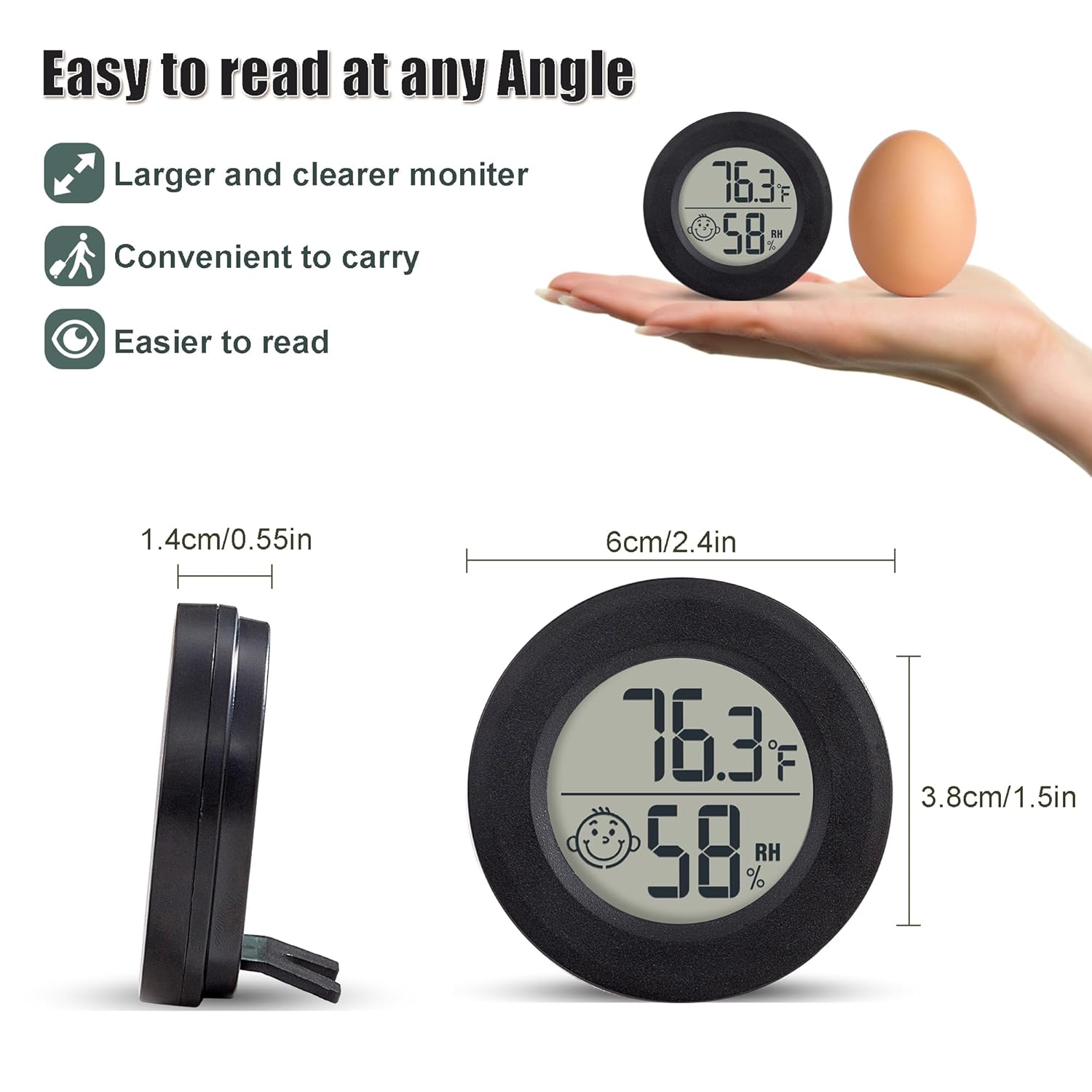 Mini higrómetro digital pequeño, medidor higrómetro con botones CF y encendidoapagado, monitor de medidor de humedad interior con sensor de medidor