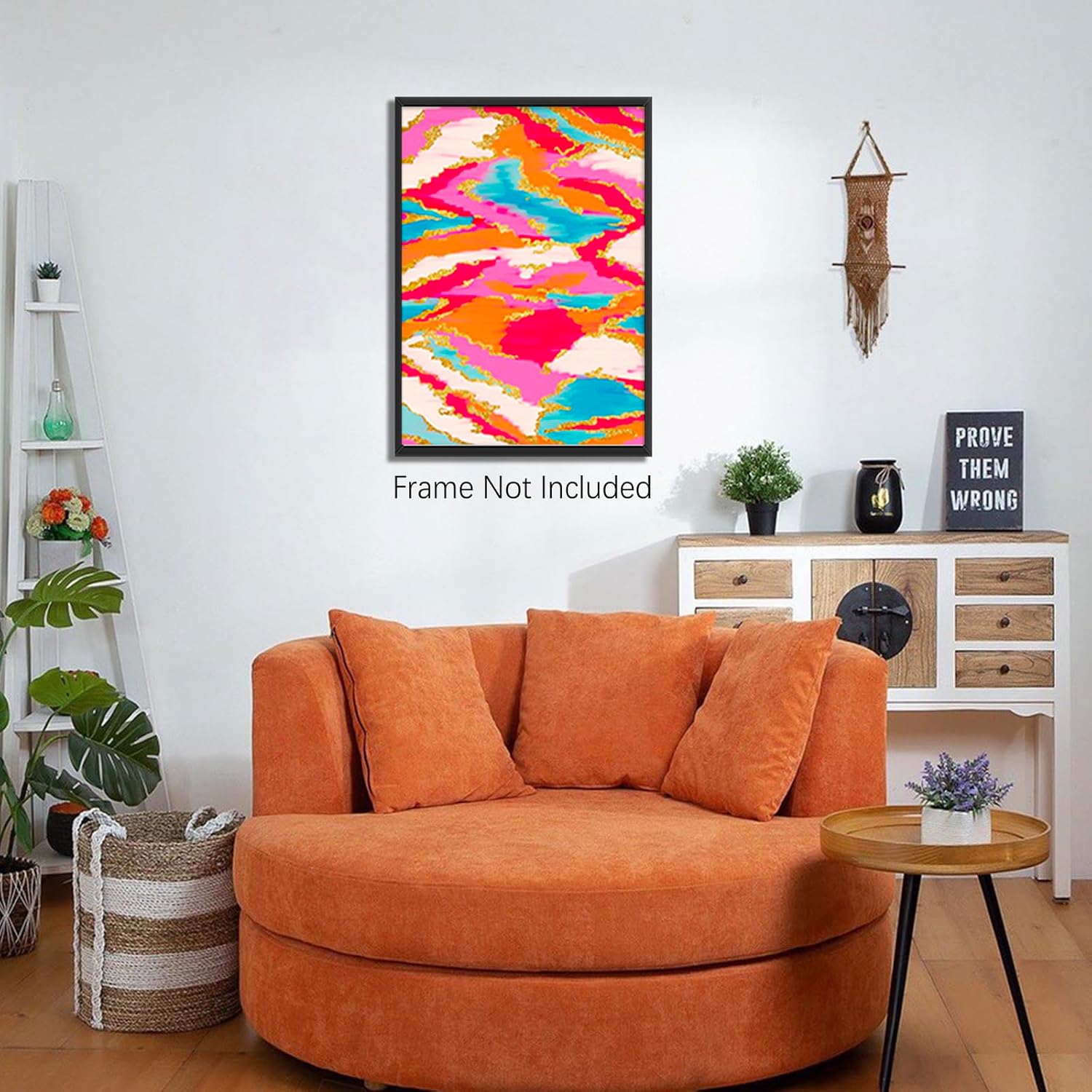 BNGFDV Pintura abstracta rosa y azul, decoración de habitación preparada, lienzo vibrante, arte de pared, decoración de dormitorio universitario,