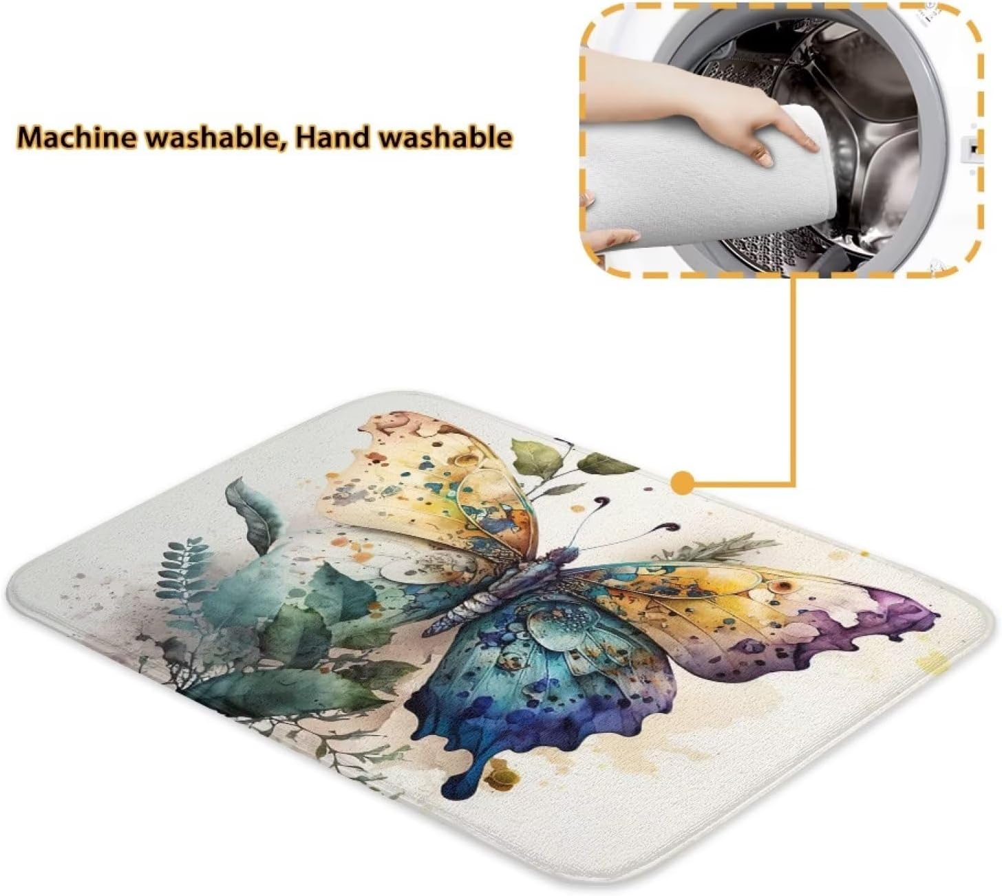 Tapete de drenaje con diseño de mariposa para escurridor de platos, tapete de microfibra absorbente para secado de platos, almohadilla suave